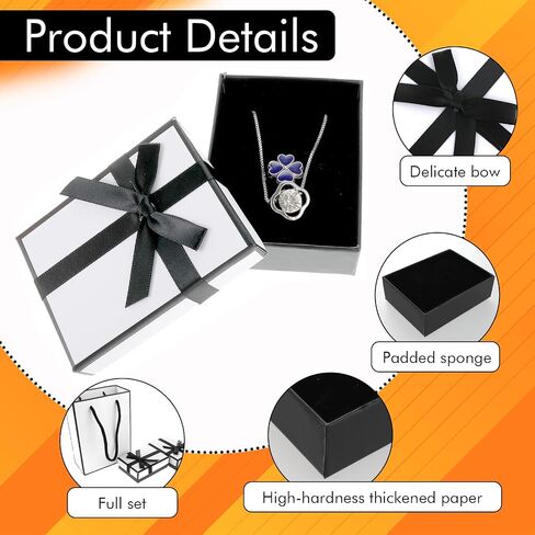 Tucnoeu 2Pcs White Small Gift Box and 2Pcs Small Gift Bag with Black Ribbons,Jewellery Gift Box for Bracelets, Earrings, Rings, Bangles, Jewelry(3.5x2.7x1.2in) in Saudi Arabia