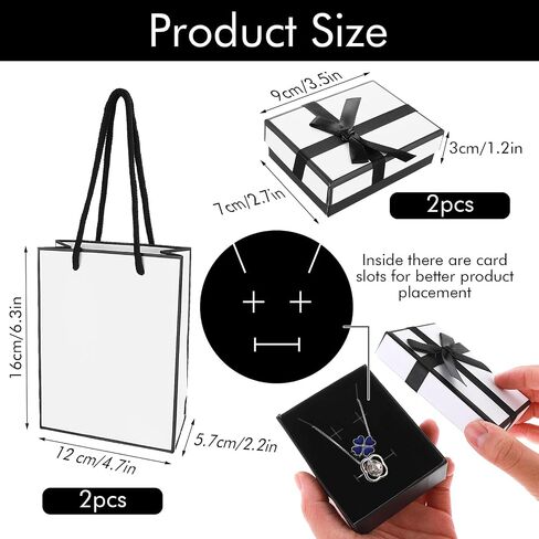 Tucnoeu 2Pcs White Small Gift Box and 2Pcs Small Gift Bag with Black Ribbons,Jewellery Gift Box for Bracelets, Earrings, Rings, Bangles, Jewelry(3.5x2.7x1.2in) in Saudi Arabia