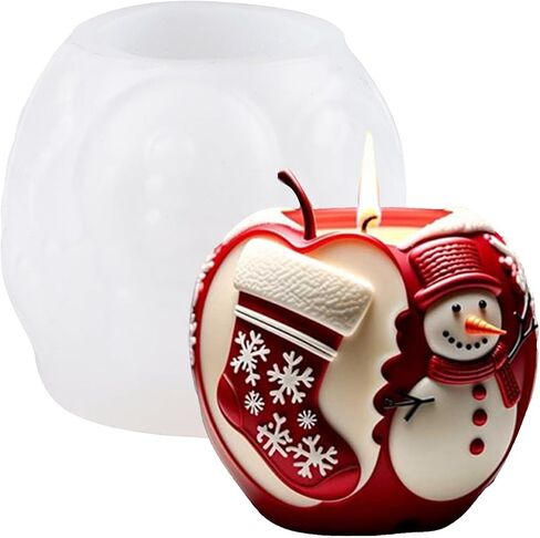 WANDIC Christmas Colored Ball Silicone Mold, 1 Piece Cylindrical Candle Mould Crafts Casting Mold for Christmas Decoration Home Decor Crafts Gifts in Saudi Arabia