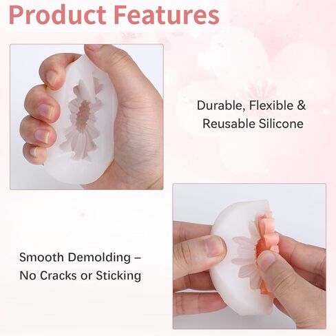 3Pcs Candle Molds for Candle Making, Flower Molds Silicone, Soap Mold, Peony, Rose & Daisy 3D Silicone Molds for DIY Scented Candle, Soy Wax, Soap, Chocolate, Resin Casting Craft Making in Kuwait