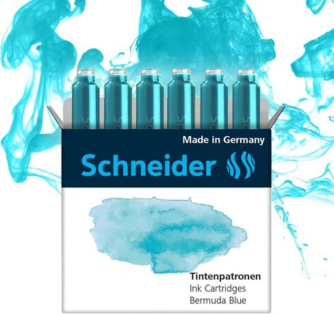 Schneider INK CARTRIDGE PASTEL, 6 CARTRIDGES/BOX, BERMUDA BLUE (166134) in Saudi Arabia