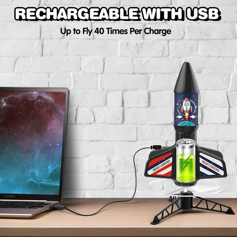 قاذفة صواريخ للأطفال من سن 8 إلى 12 عامًا - لعبة صاروخية هوائية ذاتية الإطلاق بطول 200 قدم، مجموعات صواريخ نموذجية مع مجموعة إطلاق، ألعاب صاروخية كهربائية خارجية مع مظلة تهبط بأمان، هدايا عيد ميلاد للأولاد in Kuwait