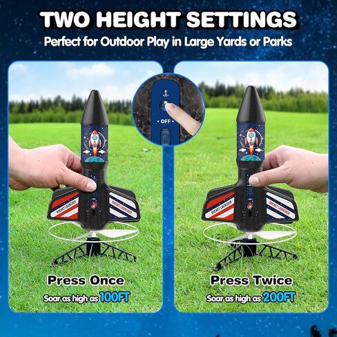 قاذفة صواريخ للأطفال من سن 8 إلى 12 عامًا - لعبة صاروخية هوائية ذاتية الإطلاق بطول 200 قدم، مجموعات صواريخ نموذجية مع مجموعة إطلاق، ألعاب صاروخية كهربائية خارجية مع مظلة تهبط بأمان، هدايا عيد ميلاد للأولاد in Kuwait
