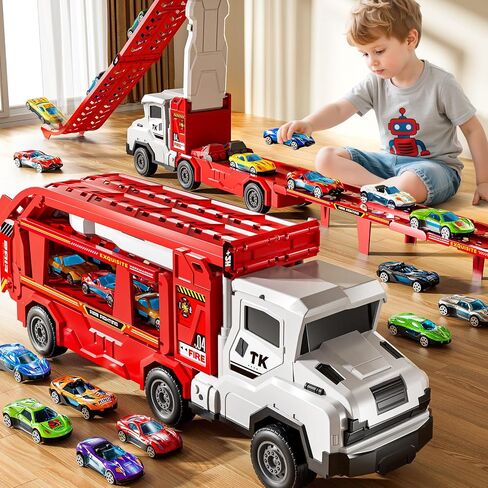 ألعاب شاحنة سيارة صغيرة للسيارة لـ 3 4 5 6 7 7 8 سنوات ، تم تعيين مسار لعبة Transporter Truck مع 12 لعبة من ألعاب السيارات المميتة ، هدايا لعبة 3 4 5 5 أولاد يبلغ من العمر 6 سنوات in Kuwait