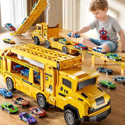 ألعاب شاحنة سيارة صغيرة للسيارة لـ 3 4 5 6 7 7 8 سنوات ، تم تعيين مسار لعبة Transporter Truck مع 12 لعبة من ألعاب السيارات المميتة ، هدايا لعبة 3 4 5 5 أولاد يبلغ من العمر 6 سنوات in Kuwait