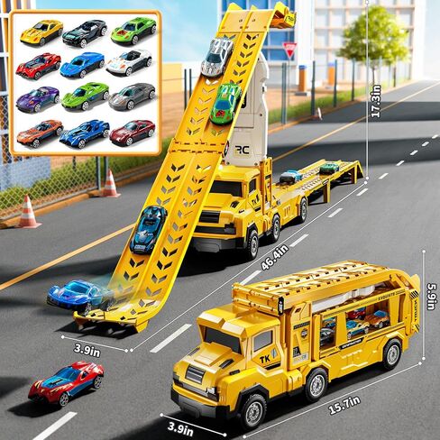 ألعاب شاحنة سيارة صغيرة للسيارة لـ 3 4 5 6 7 7 8 سنوات ، تم تعيين مسار لعبة Transporter Truck مع 12 لعبة من ألعاب السيارات المميتة ، هدايا لعبة 3 4 5 5 أولاد يبلغ من العمر 6 سنوات in Kuwait