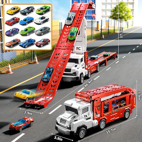 ألعاب شاحنة سيارة صغيرة للسيارة لـ 3 4 5 6 7 7 8 سنوات ، تم تعيين مسار لعبة Transporter Truck مع 12 لعبة من ألعاب السيارات المميتة ، هدايا لعبة 3 4 5 5 أولاد يبلغ من العمر 6 سنوات in Kuwait