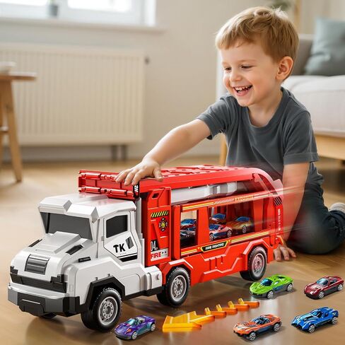 ألعاب شاحنة سيارة صغيرة للسيارة لـ 3 4 5 6 7 7 8 سنوات ، تم تعيين مسار لعبة Transporter Truck مع 12 لعبة من ألعاب السيارات المميتة ، هدايا لعبة 3 4 5 5 أولاد يبلغ من العمر 6 سنوات in Kuwait