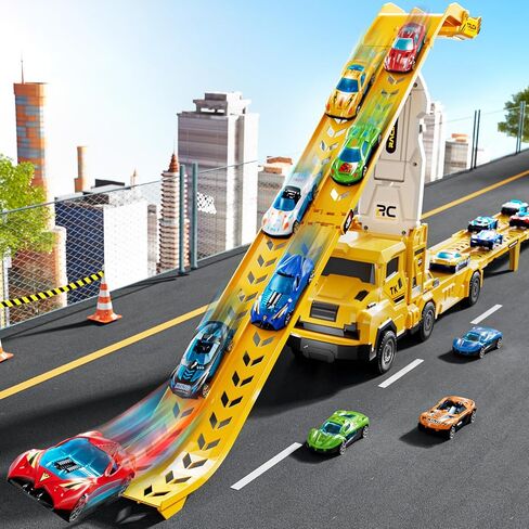 ألعاب شاحنة سيارة صغيرة للسيارة لـ 3 4 5 6 7 7 8 سنوات ، تم تعيين مسار لعبة Transporter Truck مع 12 لعبة من ألعاب السيارات المميتة ، هدايا لعبة 3 4 5 5 أولاد يبلغ من العمر 6 سنوات in Kuwait