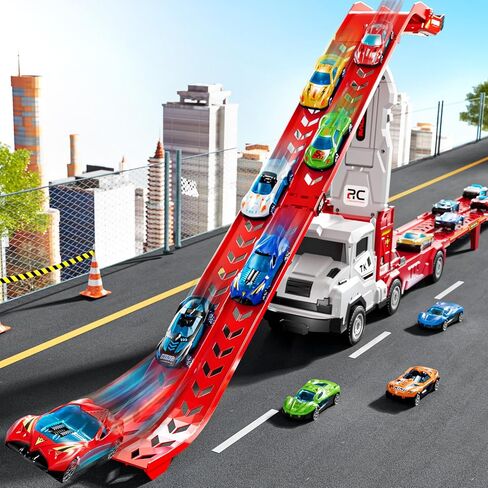 ألعاب شاحنة سيارة صغيرة للسيارة لـ 3 4 5 6 7 7 8 سنوات ، تم تعيين مسار لعبة Transporter Truck مع 12 لعبة من ألعاب السيارات المميتة ، هدايا لعبة 3 4 5 5 أولاد يبلغ من العمر 6 سنوات in Kuwait