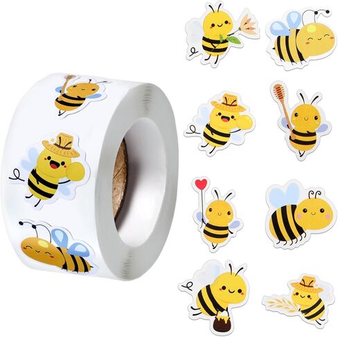 500 Pcs Bumble Bee Stickers, Cute Animal Stickers Reward Sticker Envelope Seals Bee Themed Decor Party Favors for Craft Laptop Water Bottle Skateboard in Saudi Arabia