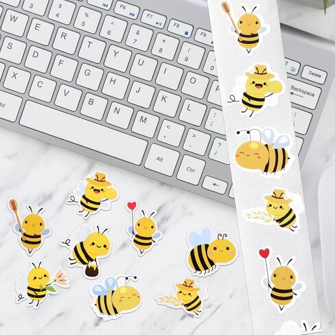 500 Pcs Bumble Bee Stickers, Cute Animal Stickers Reward Sticker Envelope Seals Bee Themed Decor Party Favors for Craft Laptop Water Bottle Skateboard in Saudi Arabia