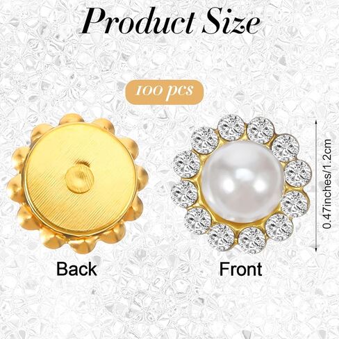 100PCS 12mm Flower Claw Pearl Sew On Rhinestones for Bedazzling, Gold Flatback Base, Pearls for Crafting, Bedazzling Kit, Rhinestones for Clothes, Dresses, Shoes, Belt Decoration Accessories in Saudi Arabia