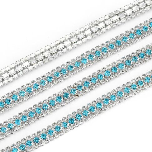 3 ياردات 3 صفوف تقليم الراين ، سلسلة Crystal Close للحرف اليدوية ، ملابس باقة الزفاف ، ديكورات DIY (وردي فاتح ، 3 ياردات) in Kuwait