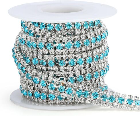 3 ياردات 3 صفوف تقليم الراين ، سلسلة Crystal Close للحرف اليدوية ، ملابس باقة الزفاف ، ديكورات DIY (وردي فاتح ، 3 ياردات) in Kuwait