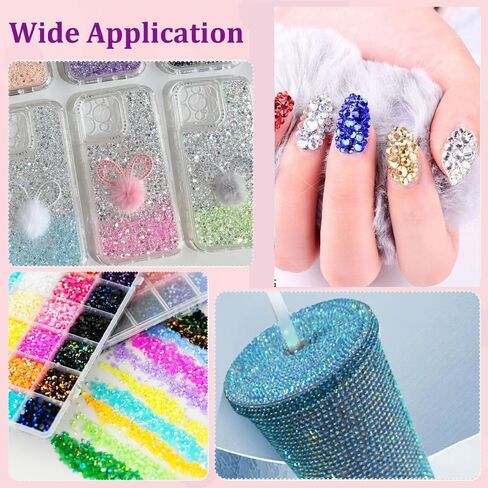 22000pcs Resin Flatback Rhinestones for Crafting, Silverback Purple 2mm 3mm 4mm 5mm 6mm Round Beads, Non-Hotfix SS8 SS10 SS16 SS20 SS30 Gems for Bedazzling Kit with B7000, Nail DIY Crafting in Saudi Arabia