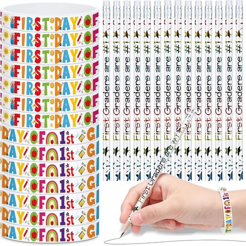 TaoBary 24 Sets 1st Graders Pencils and Silicone Bracelets Set Motivational Pencils Back to School Supplies for Kids Student Teacher Classroom Reward in Saudi Arabia