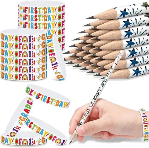 TaoBary 24 Sets 1st Graders Pencils and Silicone Bracelets Set Motivational Pencils Back to School Supplies for Kids Student Teacher Classroom Reward in Saudi Arabia