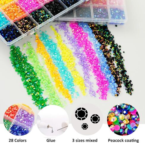 22000pcs Resin Flatback Rhinestones for Crafting, Silverback Purple 2mm 3mm 4mm 5mm 6mm Round Beads, Non-Hotfix SS8 SS10 SS16 SS20 SS30 Gems for Bedazzling Kit with B7000, Nail DIY Crafting in Saudi Arabia