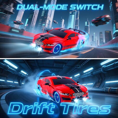 SANCO 1:16 RC DRIFT CAR مع مصابيح LED والرش ، سيارة التحكم عن بُعد 2.4 جيجا هرتز ، تشمل بطاريتين ومجموعتين من الإطارات للسباق والانجراف ، لعبة الهواية الكهربائية للبالغين والأولاد والأطفال (الأحمر) in Kuwait