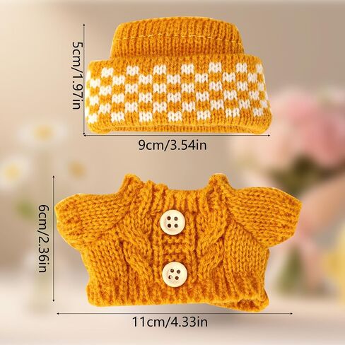 Doll Clothes Set, Handmade Crochet Knitted Button Sweater & Hat Funny Yellow Doll Outfit Accessories for Dressing and Displaying in Saudi Arabia