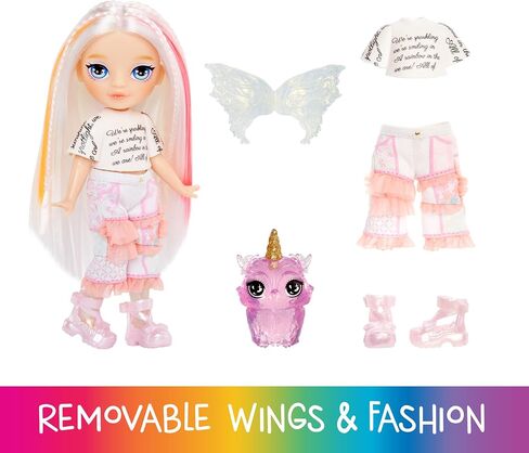 Rainbow High Littles Fantasy Fantasy Faities + Pet - Opal ، Rainbow 5.5 "Doll Small Doll & Fantasy Owl Pet مع أجنحة خرافية قابلة للتبديل ، هدية للأطفال 4+ in Saudi Arabia