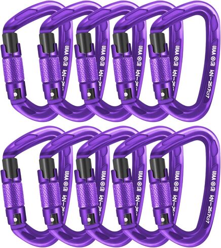 UIAA Certified Professional Heavy Duty Large Locking Carabiner Clips Climbing Carabiner 25kN Auto Locking Carabiner for Rock/Ice Climbing Rappelling Rescue Swing etc, D Shaped in Kuwait