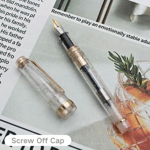 Jinhao 82 Fountain Pen - Material Material Pen Barrel ، Iridium Medium Nib مع محول الحبر على نحو سلس كتابة القلم الكلاسيكي تصميم أعماق البحر الأزرق (الذهب ، م) in Kuwait