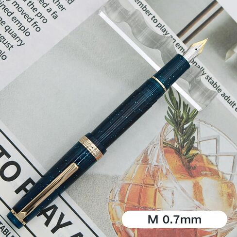 Jinhao 82 Fountain Pen - Material Material Pen Barrel ، Iridium Medium Nib مع محول الحبر على نحو سلس كتابة القلم الكلاسيكي تصميم أعماق البحر الأزرق (الذهب ، م) in Kuwait