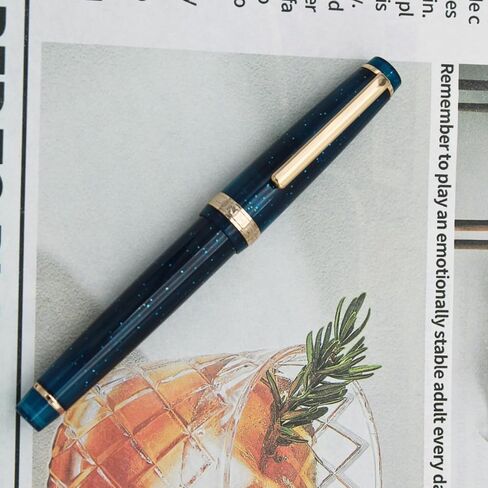Jinhao 82 Fountain Pen - Material Material Pen Barrel ، Iridium Medium Nib مع محول الحبر على نحو سلس كتابة القلم الكلاسيكي تصميم أعماق البحر الأزرق (الذهب ، م) in Kuwait