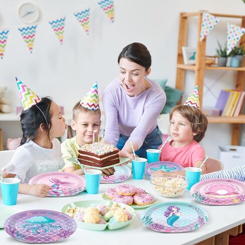 72PCS Mermaid Party Plates Under the Sea Birthday Supplies 7Inch Marine Sea Animals Tableware Ocean Plates Disposable Paper Plate Dessert Plates for Boy Girl Kid Baby Shower Decoration Favor in Saudi Arabia