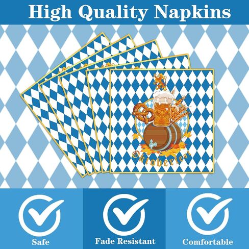 Oktoberfest Party Tableware Decorations - 96PCS Oktoberfest Disposable Paper Plates Decorations German Bavarian Beer Theme Napkins and Forks Decor Supplies Serve 24 in Kuwait