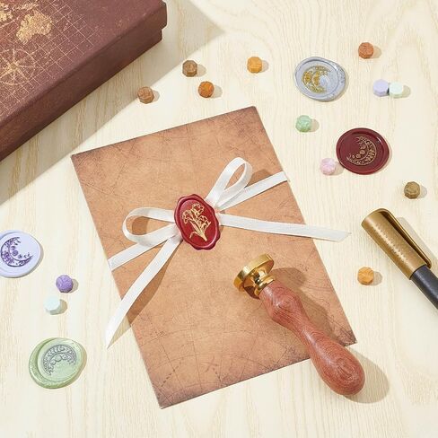 Craspire Key Wax Stamp Oval Wax Seal Seal Mirror رأس نحاسي قابل للإزالة مع مقبض خشبي ختم ختم شمع الختم لعيد الميلاد بدعوات DIY Scrapbooking DIY in Saudi Arabia