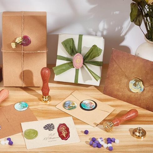 Craspire Key Wax Stamp Oval Wax Seal Seal Mirror رأس نحاسي قابل للإزالة مع مقبض خشبي ختم ختم شمع الختم لعيد الميلاد بدعوات DIY Scrapbooking DIY in Saudi Arabia