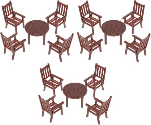 3 Sets Miniature Table and Chair Set, Plastic Furniture Model, 1.18 x 1.18 x 0.78 Inch, Dollhouse Accessories for Playhouse Decor in Saudi Arabia