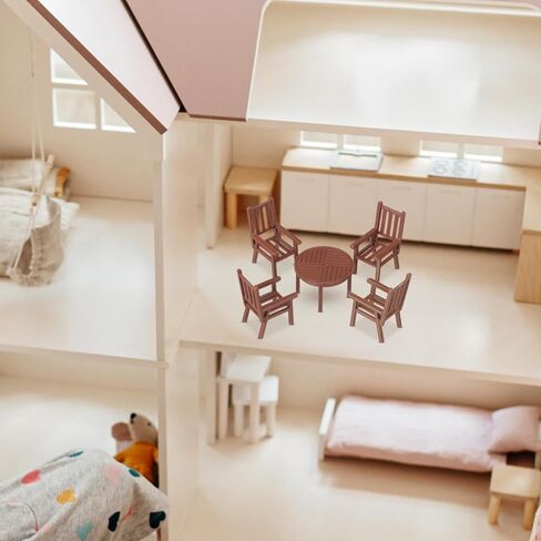 3 Sets Miniature Table and Chair Set, Plastic Furniture Model, 1.18 x 1.18 x 0.78 Inch, Dollhouse Accessories for Playhouse Decor in Saudi Arabia