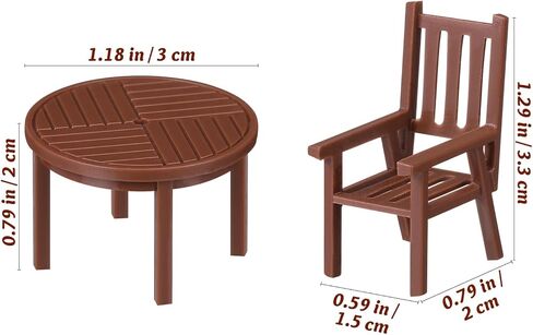 3 Sets Miniature Table and Chair Set, Plastic Furniture Model, 1.18 x 1.18 x 0.78 Inch, Dollhouse Accessories for Playhouse Decor in Saudi Arabia