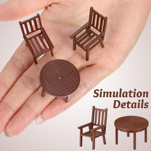3 Sets Miniature Table and Chair Set, Plastic Furniture Model, 1.18 x 1.18 x 0.78 Inch, Dollhouse Accessories for Playhouse Decor in Saudi Arabia