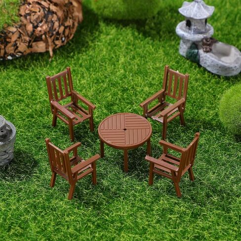 3 Sets Miniature Table and Chair Set, Plastic Furniture Model, 1.18 x 1.18 x 0.78 Inch, Dollhouse Accessories for Playhouse Decor in Saudi Arabia