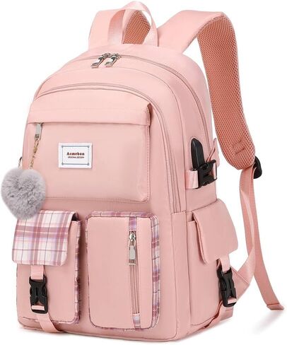 حقيبة ظهر Acmebon Girl Roomy Fashion للكمبيوتر المحمول حقيبة ظهر يومية كاجوال للنساء باللون الرمادي in Saudi Arabia