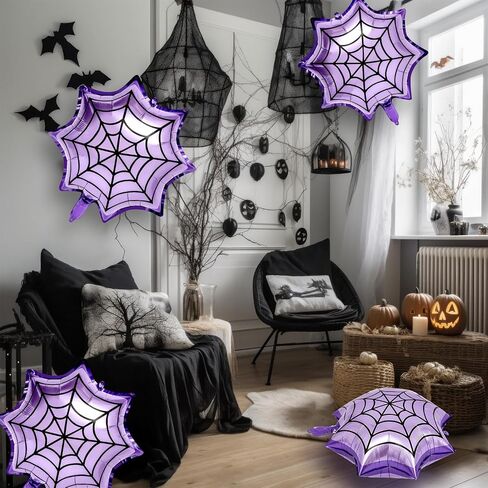 Soulchen 25 "Spider Birthdy Party Party Baloon Cartoons شخصيات ذات طابع حزب ، رقائق شبكات العنكبوت الكبيرة للبالونات لزخارف عيد ميلاد كرنفال الكرتون (6 عبوات ، حمراء ، أزرق) in Kuwait