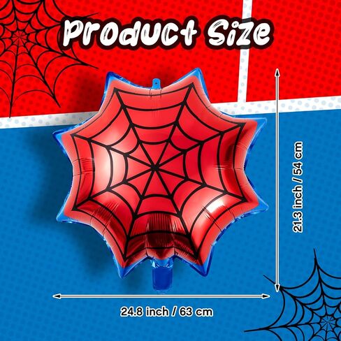 Soulchen 25 "Spider Birthdy Party Party Baloon Cartoons شخصيات ذات طابع حزب ، رقائق شبكات العنكبوت الكبيرة للبالونات لزخارف عيد ميلاد كرنفال الكرتون (6 عبوات ، حمراء ، أزرق) in Kuwait