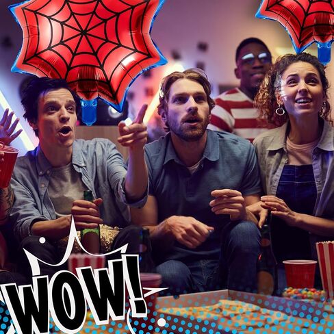 Soulchen 25 "Spider Birthdy Party Party Baloon Cartoons شخصيات ذات طابع حزب ، رقائق شبكات العنكبوت الكبيرة للبالونات لزخارف عيد ميلاد كرنفال الكرتون (6 عبوات ، حمراء ، أزرق) in Kuwait