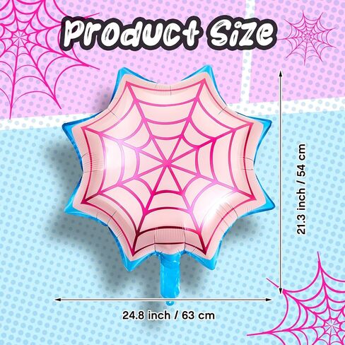 Soulchen 25 "Spider Birthdy Party Party Baloon Cartoons شخصيات ذات طابع حزب ، رقائق شبكات العنكبوت الكبيرة للبالونات لزخارف عيد ميلاد كرنفال الكرتون (6 عبوات ، حمراء ، أزرق) in Kuwait