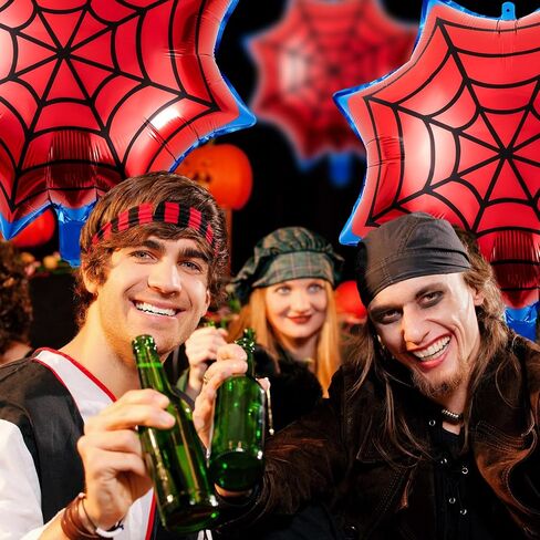 Soulchen 25 "Spider Birthdy Party Party Baloon Cartoons شخصيات ذات طابع حزب ، رقائق شبكات العنكبوت الكبيرة للبالونات لزخارف عيد ميلاد كرنفال الكرتون (6 عبوات ، حمراء ، أزرق) in Kuwait