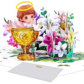 Magic Ants 3D Sheep Pop oup stap ، بطاقة دينية للتعميد ، الشركة الأولى ، التعميد ، استحمام الطفل مع اقتباس الكتاب المقدس والصلاة in Kuwait