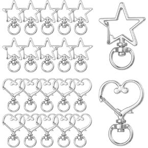 Star Keychain Clasp Heart Keychain Clip, 20Pcs Silver Swivel Lobster Clasp Alloy Spring Snap Clips Swivel Snap Hook Keychains for Handmade Keychains Making DIY Craft in Kuwait