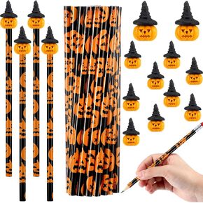 MAITYS 72 PCS Halloween Pumbken Pencilits with Eraser Bulk Cute Just Jack O Pencils مع محايات اليقطين الصغيرة لجوائز الحفلات في عيد الهالوين خدعة أو تعامل in Kuwait
