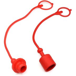 Hydraulic Coupler Dust Cap Plug Set 3/4 ISO-B,CEKER Hydraulic Dust Covers Male Female Quick Connects Fittings,Red Cap with Retention Ring Keeps Cap Attached to Hose 2Set in Kuwait