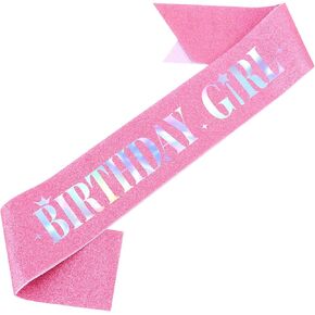 Jaciya Birthday Girl Sash Pink + Iridescent Birthday Sash Birthday Party Decorations Birthday Girl Party Favor in Saudi Arabia
